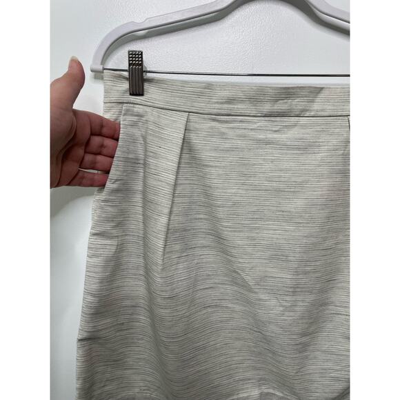 Gap Striped Pleated High Waisted Mini Skirt Pockets Grey White Womens 12 Preppy - Picture 2 of 8